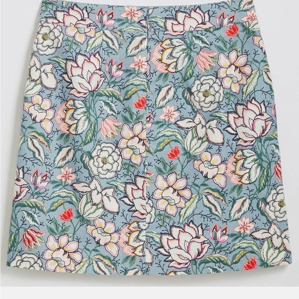 Loft A Line Floral Print Coastal Gray Skirt Pockets Women’s size 12 NWT